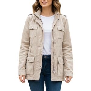 Banana Republic Heritage Utility Jacket Women Chore Coated Workwear Stone Beige